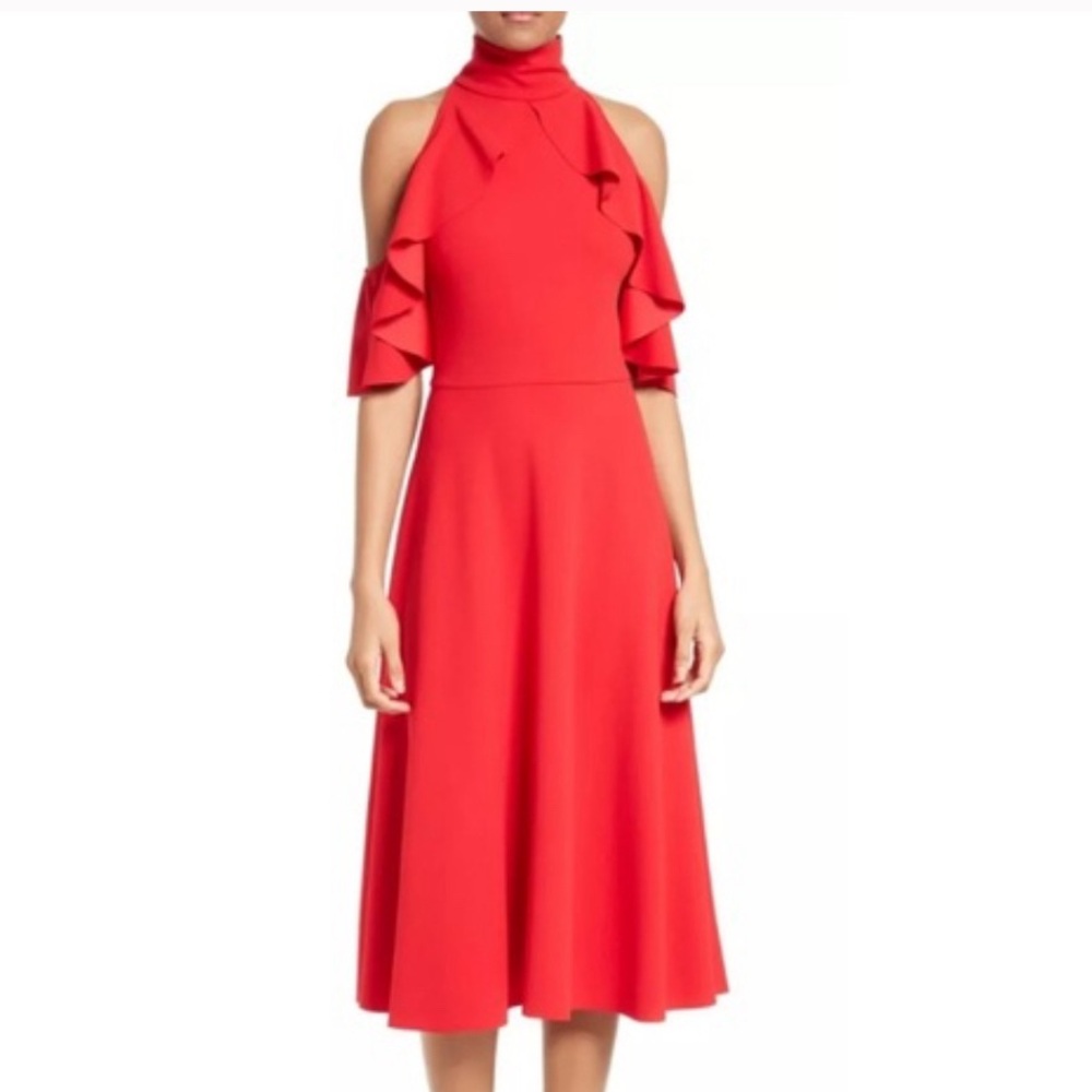 Tracey Reese Cold Shoulder Flutter Dress